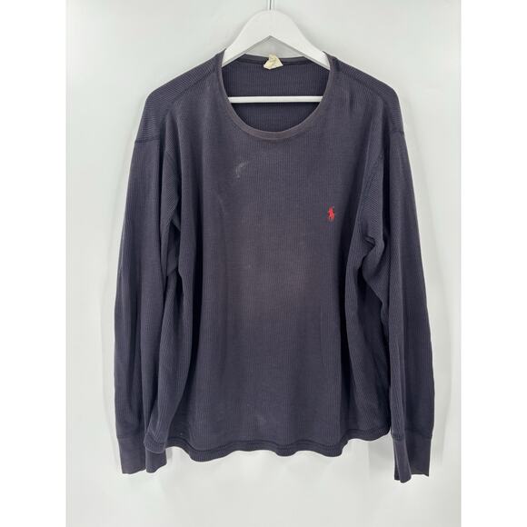Polo Ralph Lauren Underwear Thermal Shirt Mens Large Blue Red Logo Long Sleeves - Picture 1 of 15